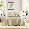Comfort Spaces Ivory Oversized Queen Quilt Set 102x118 Bedspread Quilted Summer Lightweight Microfiber Bedding Coverlet