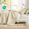 Comfort Spaces Ivory Oversized Queen Quilt Set 102x118 Bedspread Quilted Summer Lightweight Microfiber Bedding Coverlet