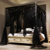 VETHIN 4 Corners Post Princess Bed Canopy Curtain Double Layer Cozy Drape Netting 4 Opening Mosquito Net for Girls Adult