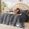 HYMOKEGE Dark Grey Duvet Cover Queen Size Ultra Soft 3Piece Seersucker Duvet Cover Set with Zipper Closure Soft Brushed