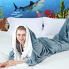 Touchat Shark Blanket for Adult Kids Super Soft Cozy Flannel Throw Wearable Blanket Cartoon Animals Shark Onesie Hoodie