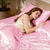 Loves cabin Satin Queen Sheets Set 4 Piece Pink Silky Bed Sheets Set with Deep Pocket Luxury Silk Feel Satin Queen Size