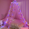 FIOBEE Bed Canopy for Girls Room Bed Canopy Curtains with Led Lights Mosquito Net DIY Princess Room Dcor with Stars Butt