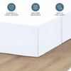 Bare Home Queen Bed Skirt 15Inch Tailored Drop Easy Fit Bed Skirt for Beds Center Corner Pleats Queen White