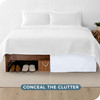 Bare Home Queen Bed Skirt 15Inch Tailored Drop Easy Fit Bed Skirt for Beds Center Corner Pleats Queen White