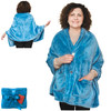 Fleece Poncho Blanket Drape and Go No Sleeves Lightweight Wrap Shawl Wearable Blanket Gift for Grandma and Mom Royal Sky