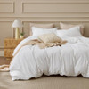 Bedsure 100 Washed Cotton Duvet Cover Queen Size Natural White Minimalist Cotton Duvet Cover Linen Like for All Seasons