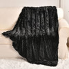 YUSOKI Long Faux Fur Throw Blanket for Sofa Couch2 Layers21lbAll AgesHome Decoration Black50 x 60