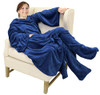 Catalonia Wearable Fleece Blanket with Sleeves and Foot Pockets for Adult Women Men Micro Plush Comfy Wrap Sleeved Throw
