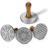 HULISEN Cookie Stamps Set of 4 Metal Cookie Press Mold with Wooden Handle Decorating Supplies for DIY Baking Cake Pastry