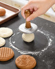 HULISEN Cookie Stamps Set of 4 Metal Cookie Press Mold with Wooden Handle Decorating Supplies for DIY Baking Cake Pastry