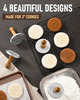HULISEN Cookie Stamps Set of 4 Metal Cookie Press Mold with Wooden Handle Decorating Supplies for DIY Baking Cake Pastry