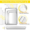 Efar Baking Cookie Sheet Pan Set of 3 16124104 Inch Stainless Steel Baking Pans Set for Oven Rectangle Baking Tray for C