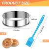 Catcan 6 Pieces English Muffin Rings 315 Inch Stainless Steel Crumpet Ring Double Rolled Tart Nonstick Metal Round Molds