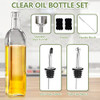 Leaflai 17oz Olive Oil Dispenser Bottle 500ml Oil Vinegar Cruet with 2 Stainless Steel Pourers 2 Labels1 Brush and 1 Fun
