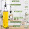 Leaflai 17oz Olive Oil Dispenser Bottle 500ml Oil Vinegar Cruet with 2 Stainless Steel Pourers 2 Labels1 Brush and 1 Fun