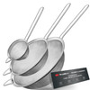 Walfos Fine Mesh Strainer Set of 3 Stainless Steel Wire Strainers for Kitchen Multipurpose Metal Fine Sieve with Handle