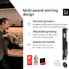 LARS NYSM Salt Pepper Mill Manual with adjustable ceramic grinder from coarse to fine I Design Spice Mill Carbon Black