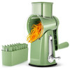 SUSTEAS Rotary Cheese Grater with Handle Vegetable Shredder with 5 Welldesigned Blades Strong Suction BaseRound Mandolin
