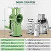 SUSTEAS Rotary Cheese Grater with Handle Vegetable Shredder with 5 Welldesigned Blades Strong Suction BaseRound Mandolin