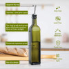 AOZITA 2 PACK 17 oz Glass Olive Oil Dispenser Bottle Set 500ml Dark Green Oil Vinegar Cruet Bottle with Pourers Funnel a