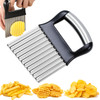FANTEXY Crinkle Cutter for Veggies Stainless Steel French Fry Cutter for Potatoes Cucumbers Carrots Wavy Chopper Waffle