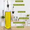 Showvigor Olive Oil Dispenser 17oz500ml Square Tall Glass Container With 2 Stainless Steel Pourers 2 Labels 1 Brush and