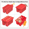 Azonbey Silicone Popsicle Molds 10 Cavity BPAFree Red Cone Shaped Food Preparation Molds with Sticks and Funnel