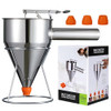 MyLifeUNIT Pancake Batter Dispenser 20oz MultiCaliber Stainless Steel Funnel Cake Dispenser with Stand for Pancakes Cupc