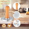 Wenqik 3 Pcs Cookie Stamps Round Christmas Metal Cookie Press Cutter Mold with Wooden Handle Baking Embossing Stamp Mold