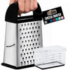 GORILLA GRIP XL 4Sided Cheese Grater With Container 100 BPAFree Stainless Steel Box Graters Parmesan Shredder Grate Chee
