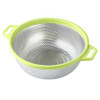 HiramWare Stainless Steel Colander With Handle and Legs Large Metal Green Strainer for Pasta Spaghetti Berry Veggies Fru