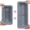 BLUE GINKGO Over the Sink Colander Strainer Basket Wash Vegetables and Fruits Drain Cooked Pasta and Dry Dishes Extendab