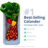 BLUE GINKGO Over the Sink Colander Strainer Basket Wash Vegetables and Fruits Drain Cooked Pasta and Dry Dishes Extendab