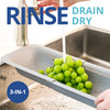 BLUE GINKGO Over the Sink Colander Strainer Basket Wash Vegetables and Fruits Drain Cooked Pasta and Dry Dishes Extendab