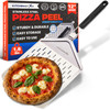 KitchenStar Perforated Pizza Peel 12 inch with 10 inch Folding Handle Medium Stainless Steel Spatula Paddle for Effortle