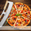 ALLTOP Pizza Cutter RockerStainless Steel Blade Knife With Double Wooden Handle Plastic Cover Large Pizza SlicerChopper