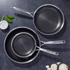 HENCKELS Paradigm 5pc Cookware Set Nonstick Frying Pan and Silicone Utensil Set 3Ply Stainless Steel Skillets for Induct