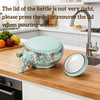 Pumtus 26 Quart Floral Enamel Tea Kettle Vintage Enameled Teapot Stovetop Enamel on Steel Water Coffee Tea Pot with Cera