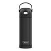 THERMOS FUNTAINER 16 Ounce Stainless Steel Vacuum Insulated Bottle with Wide Spout Lid Black Matte