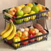 Sevenblue 2 Tier Large Fruit Basket for Kitchen Counter with 2 Mobile Banana Hangers 2026 Pro Detachable Metal Fruit Bow