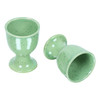 WHOLELIFEOBJECTS Soft Boiled Egg Holder Ceramic Egg Cup Set Ceramic Egg Holder Pottery Housewarming Gift Set of 2 Green