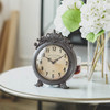 NIKKY HOME Small Vintage Table Clock Decorative Shelf Desk Top Clock Battery Operated Round French Design Farmhouse Home