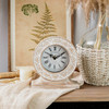 NIKKY HOME Hand Carved Wood Table Clock Shelf Desk Top Clock Battery Operated Boho Design Vintage Home Decor for Firepla