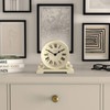 JONES CLOCKS Saloon Mantel Clock Small Traditional Double Scroll Design Pale Cream Roman Numerals Classic Style for Desk