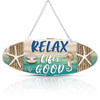 Hotop Beach Sign Decor Hanging Sea Decorations Starfish Wall Decoration Beach Plaque Door Wall Plaque Decor Sign with Se