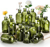 YOUEON 16 Pack Green Glass Bud Vases Small Bud Vases in Bulk Glass Flower Vases for Centerpieces Vintage Decorative Bott
