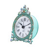 NIKKY HOME Vintage Pewter Quartz Mini Table Clock with Crystal Shining Rhinestone 287 x 137 x 387 Inches Aqua