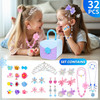 Pinksheep Girls Jewelry Set with Box Toddler Ring Necklace Princess Crown for 310Dress up Kids Toy Jewelry 30Pcs for Gir