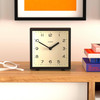JONES CLOCKS Disco Desk Clock Sleek Square Design Black Stylish and Easy to Read for Shelf Table Mantel or Bedside